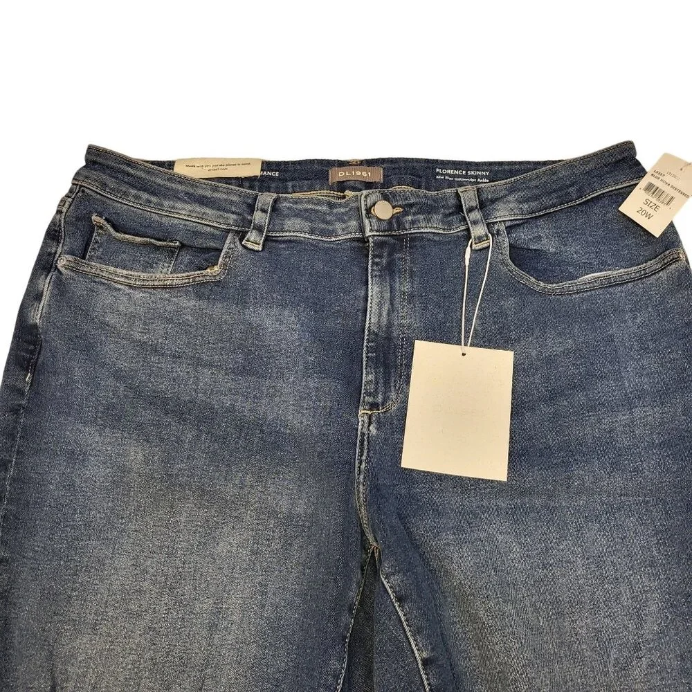 DL1961 Women's Skinny Ripped Jeans Mid Rise Stretch Denim Size 20W NWT - Picture 3 of 16
